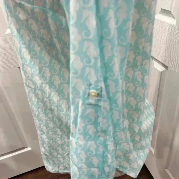 Talbots Petite Sea horse print button front shirt seaside vacation beach - Picture 4 of 9
